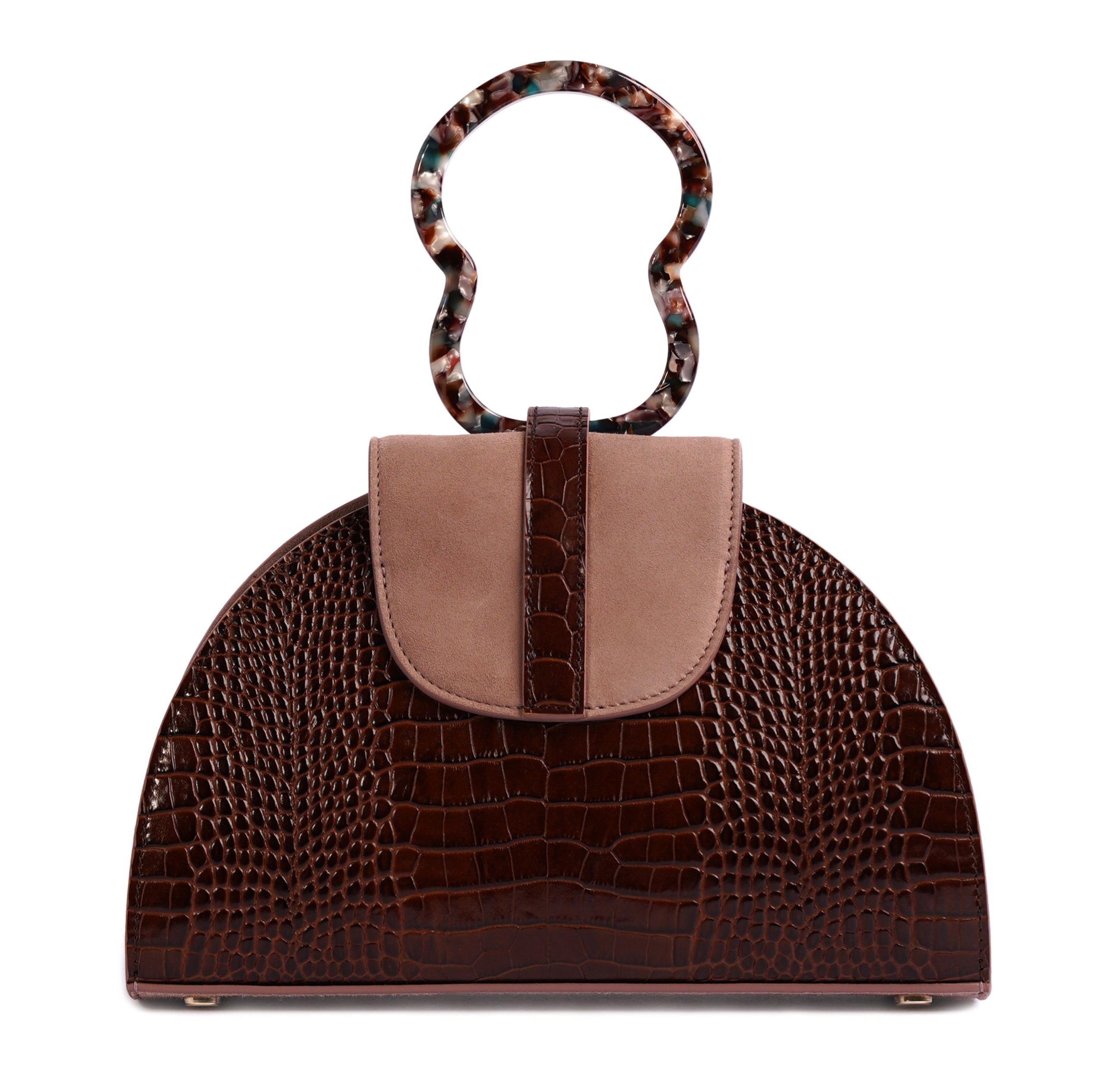 HAWAZEN - Brown Croc Embossed/ Dusty Rose Bag