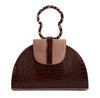 HAWAZEN - Brown Croc Embossed/ Dusty Rose Bag