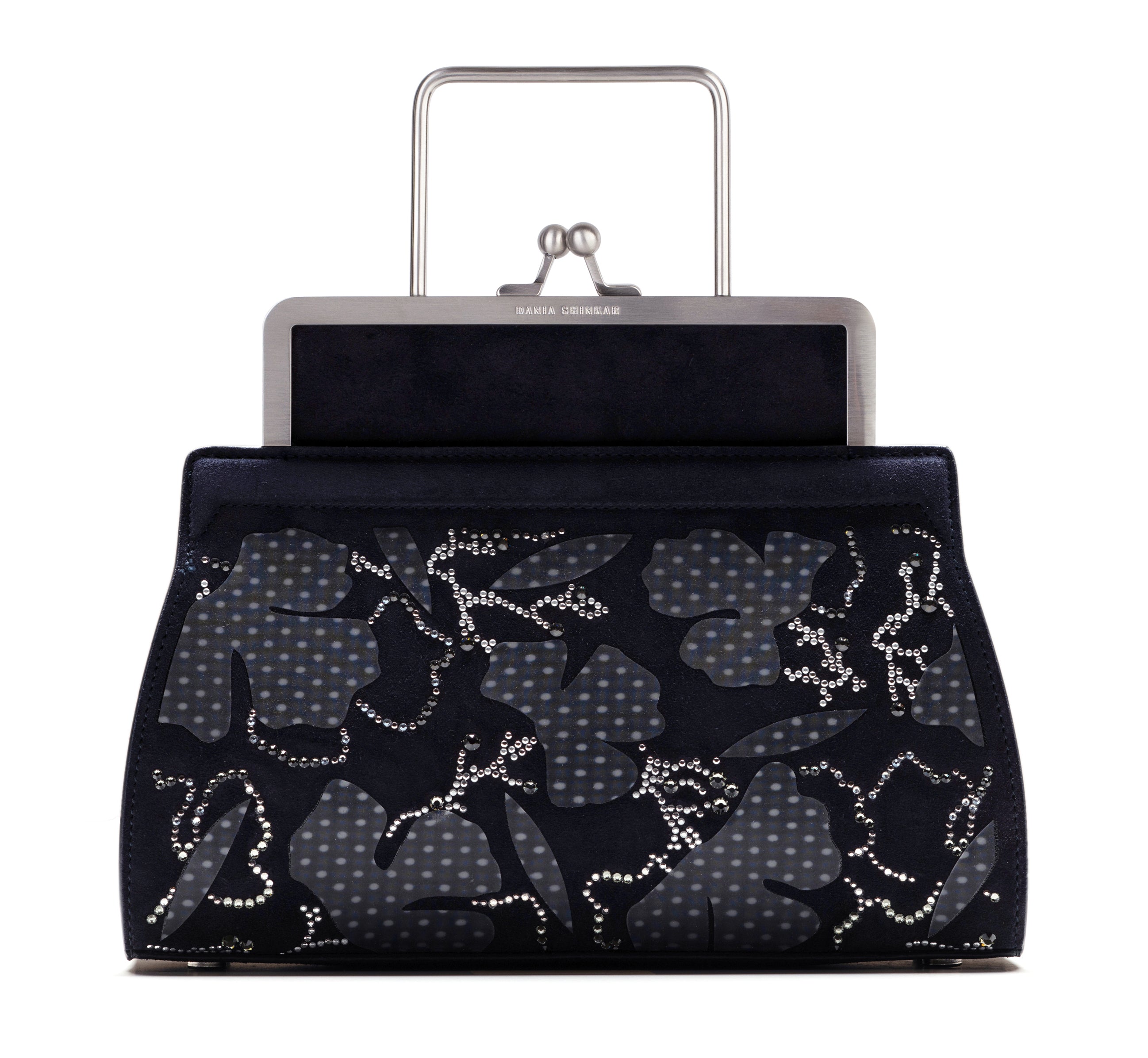 DANA - Navy Floral Crystal Embellished Bag