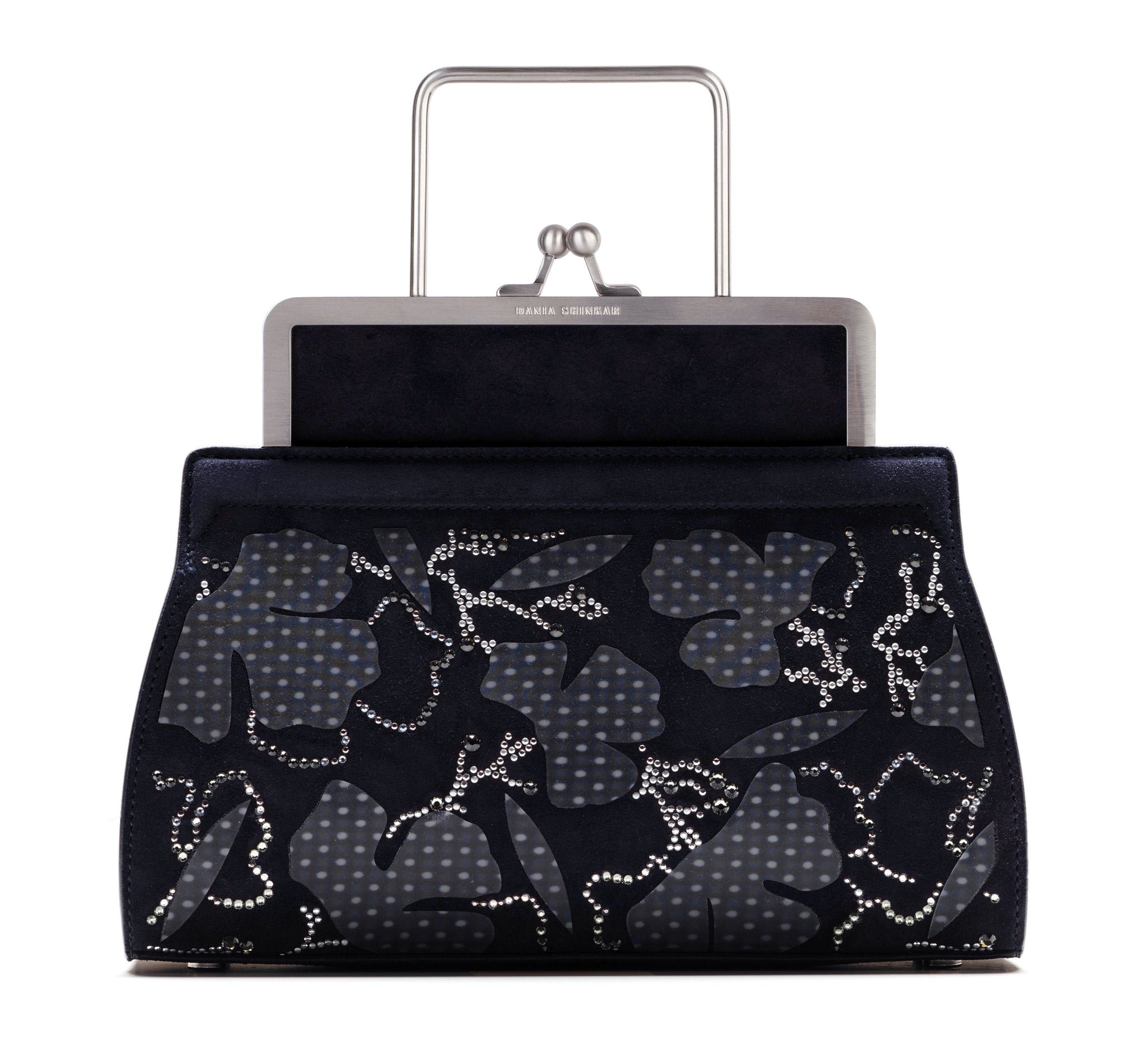 DANA - Navy Floral Crystal Embellished Bag