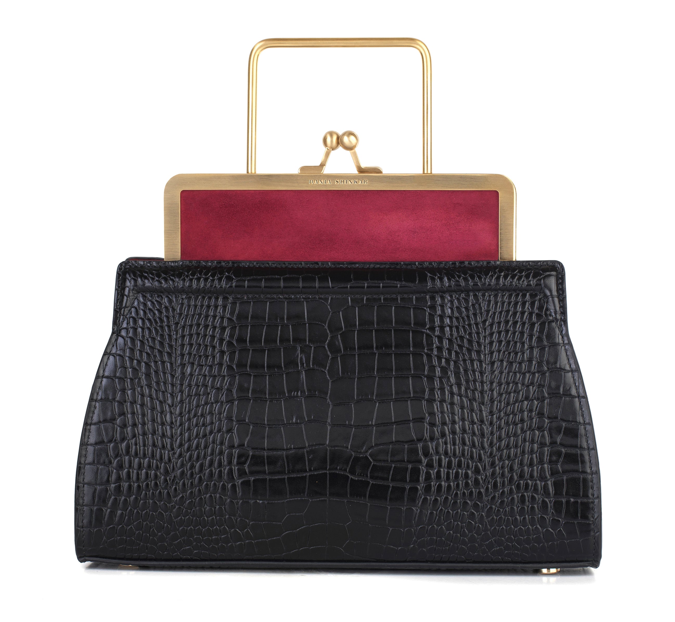 DANA - Ruby/ Black Croc Embossed - Dania Shinkar