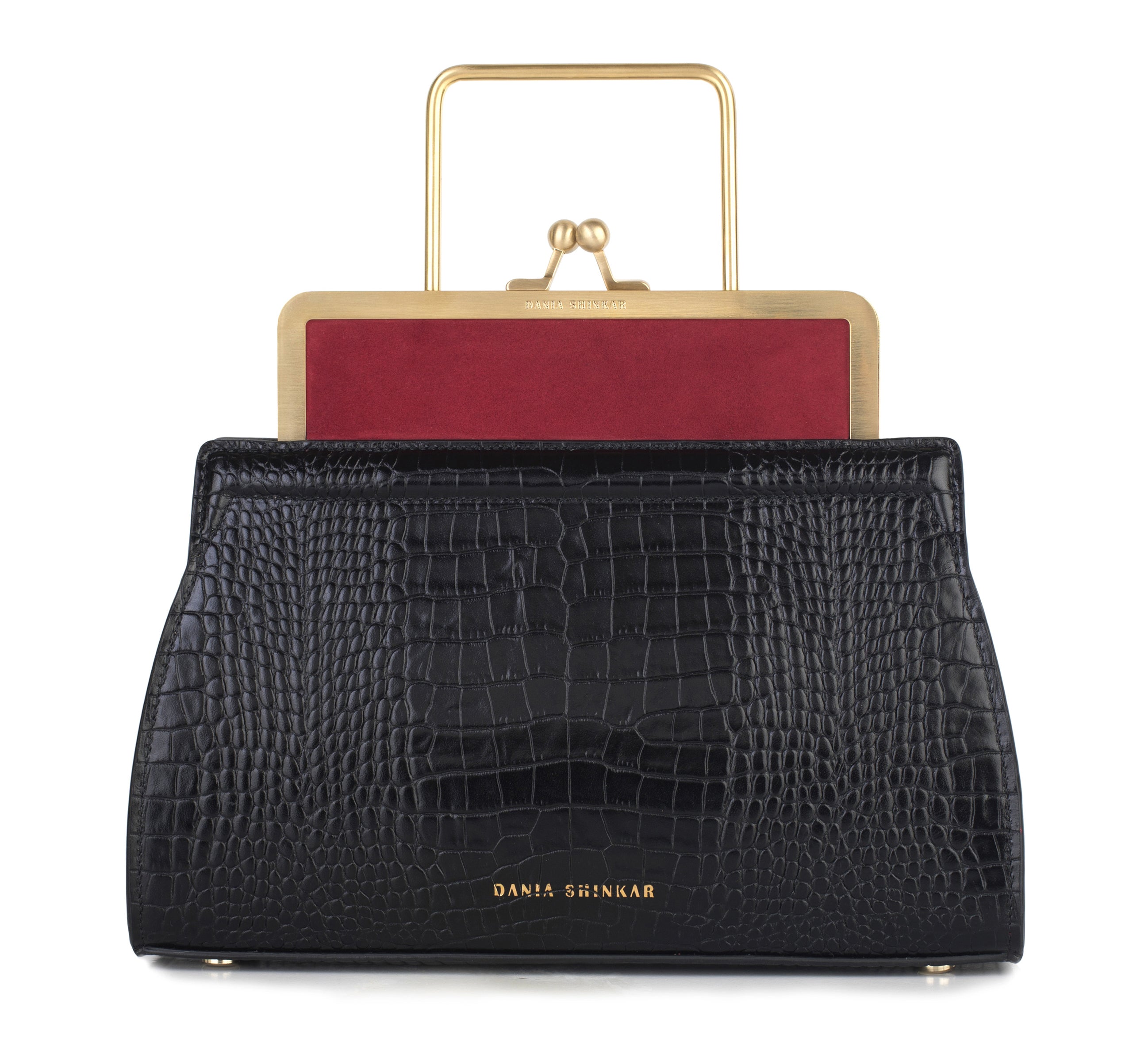 DANA - Ruby/ Black Croc Embossed - Dania Shinkar