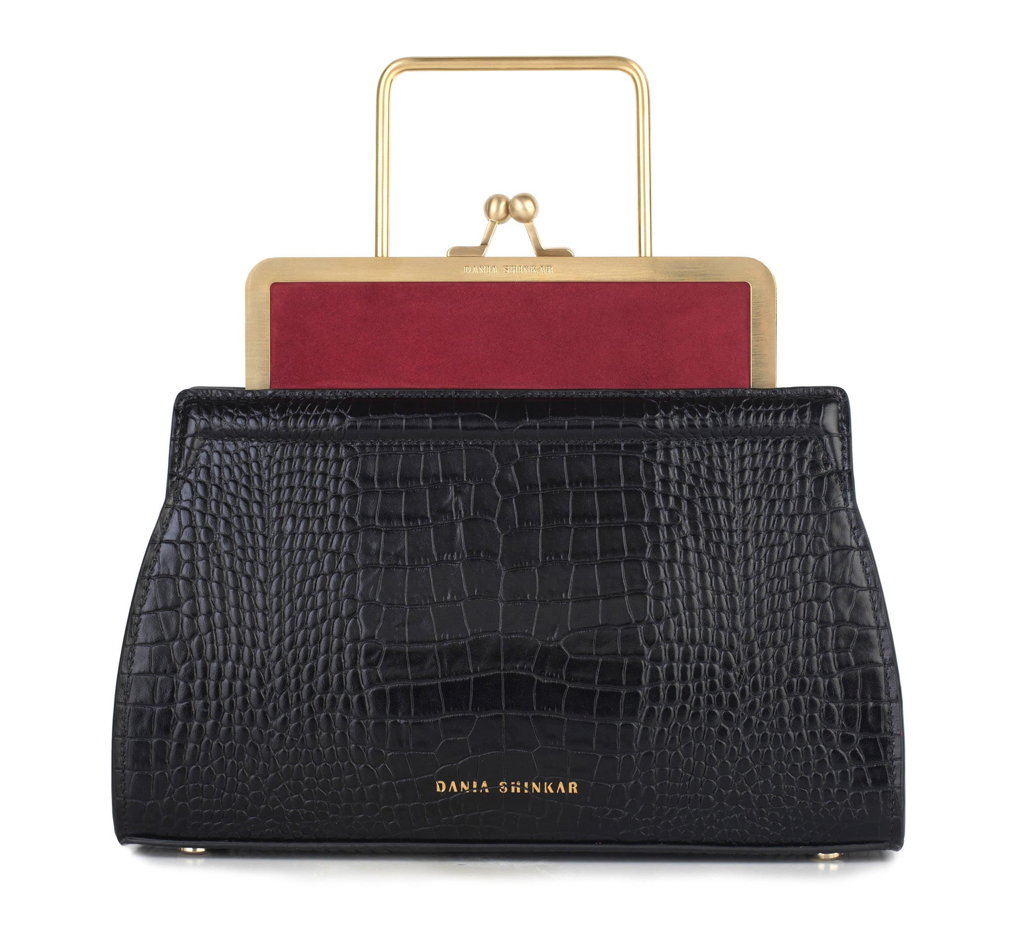 DANA - Ruby/ Black Croc Embossed - Dania Shinkar