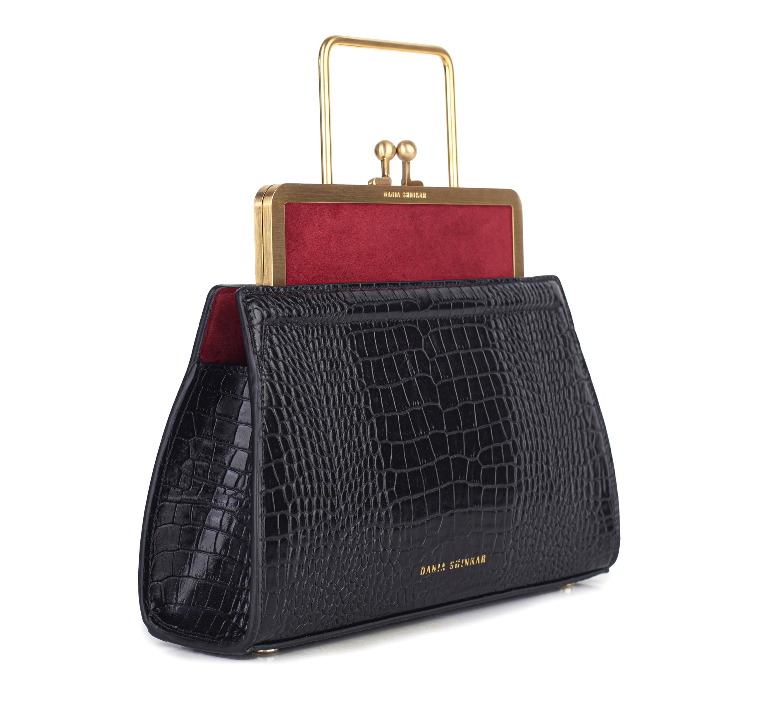 DANA - Ruby/ Black Croc Embossed - Dania Shinkar