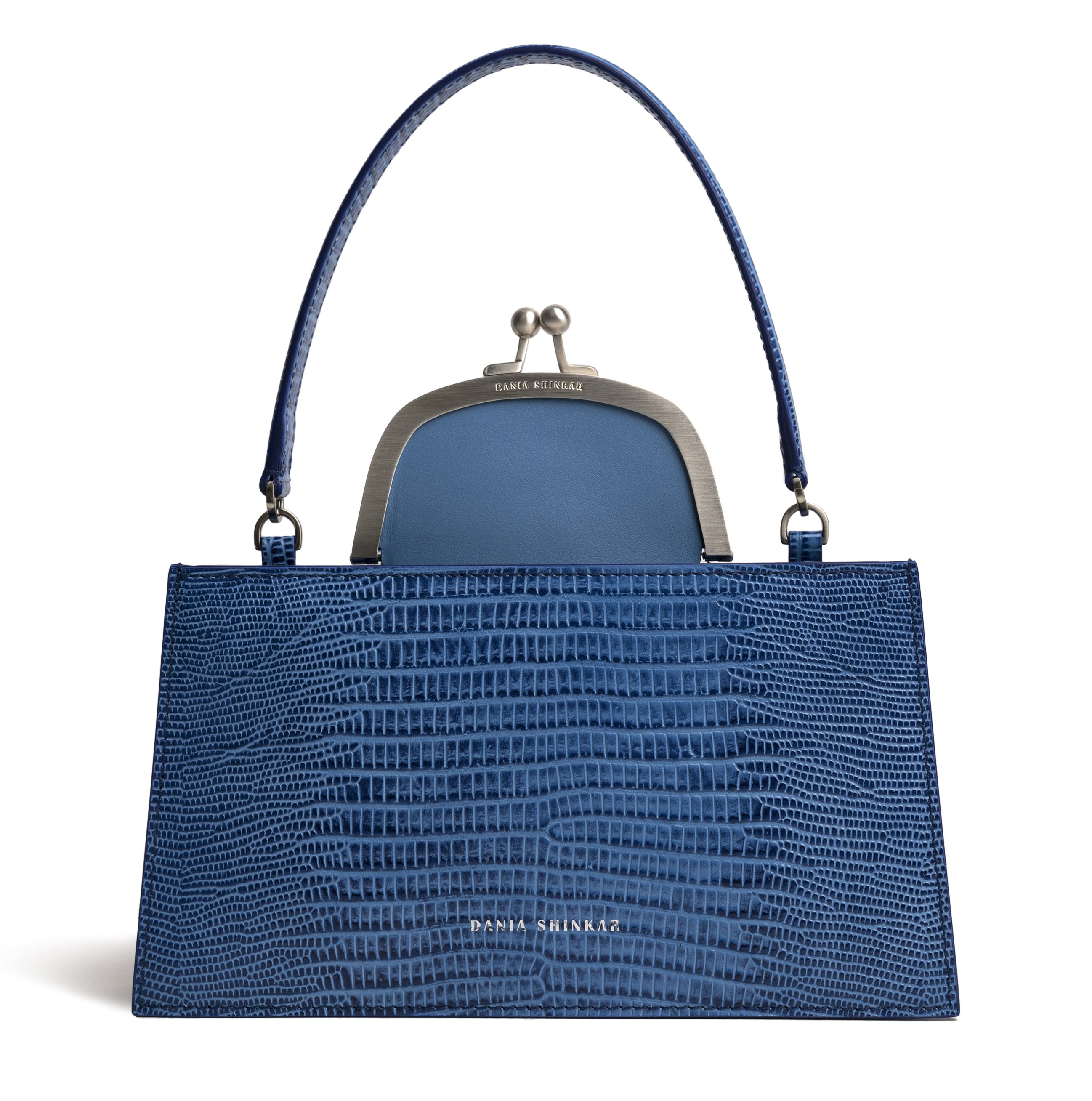 MAJJ - Sky Blue Lizard Embossed Bag