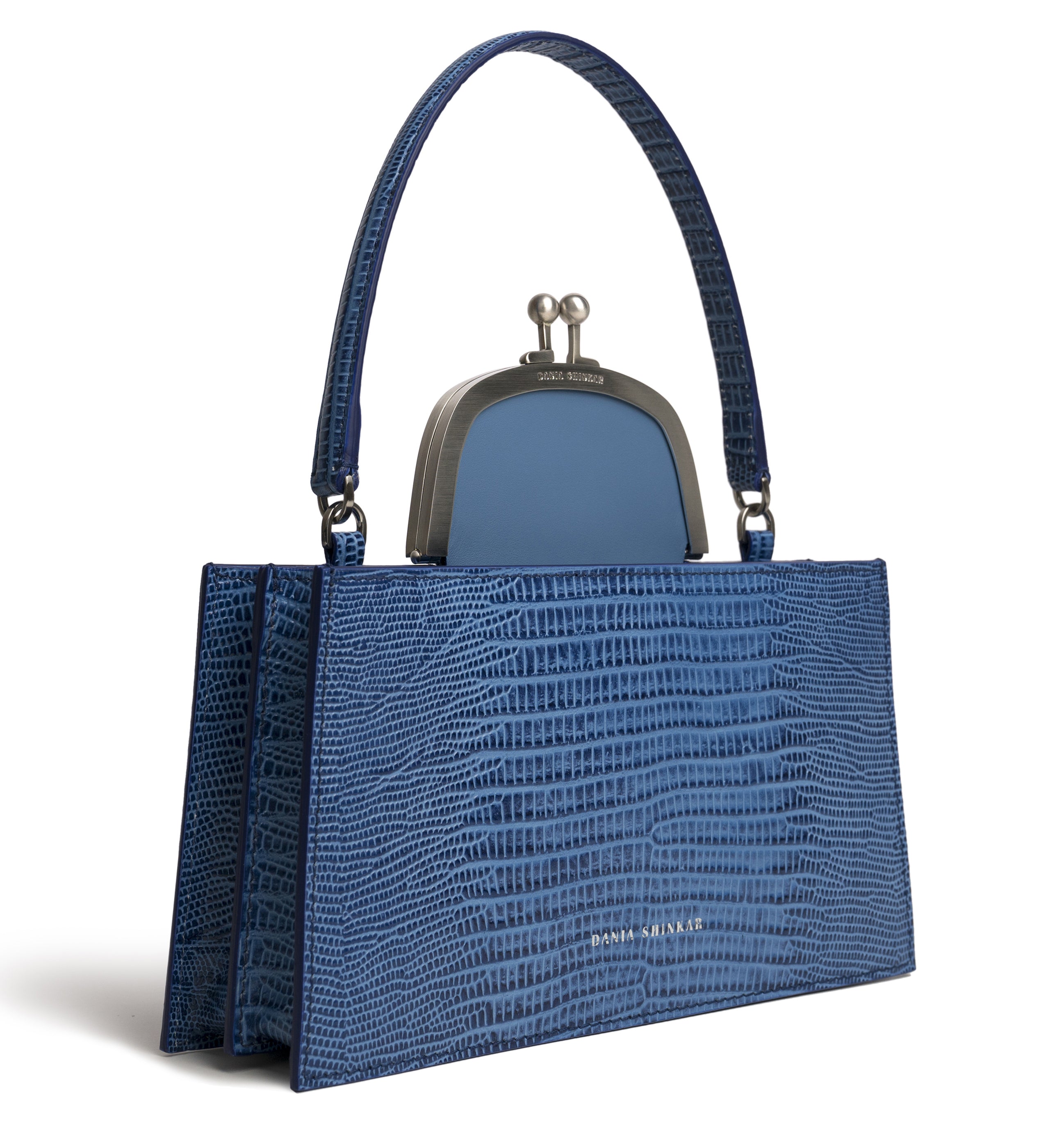 MAJJ - Sky Blue Lizard Embossed Bag