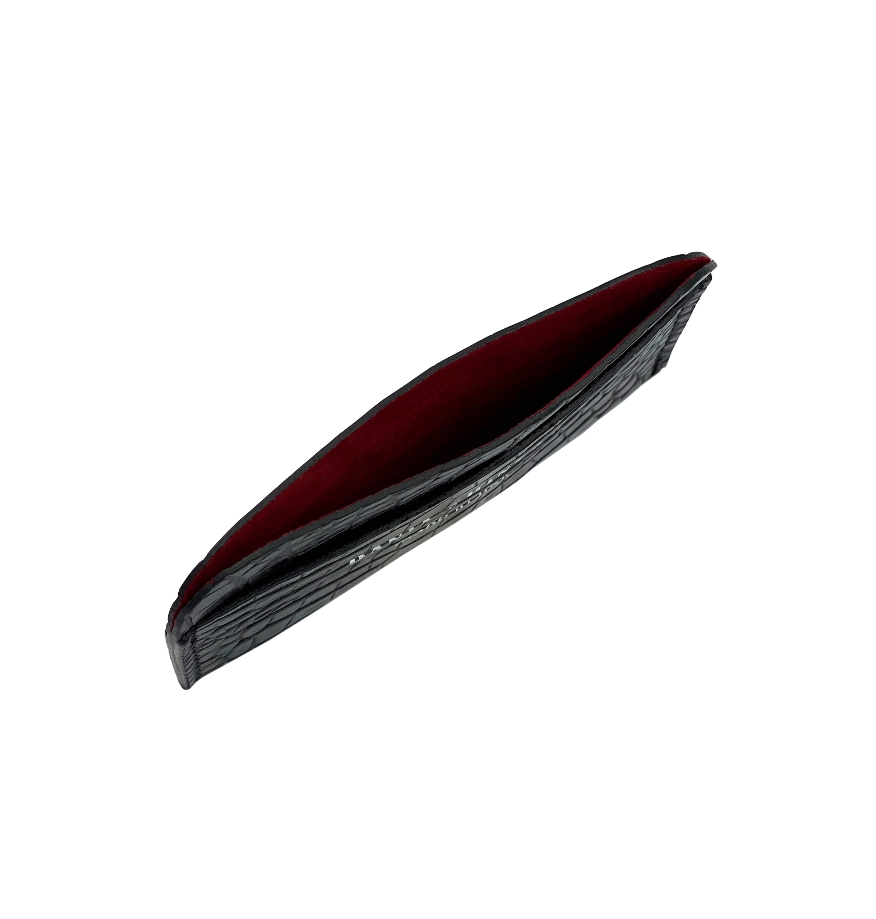 Round Edge Cardholder - Black Croc Embossed - Dania Shinkar