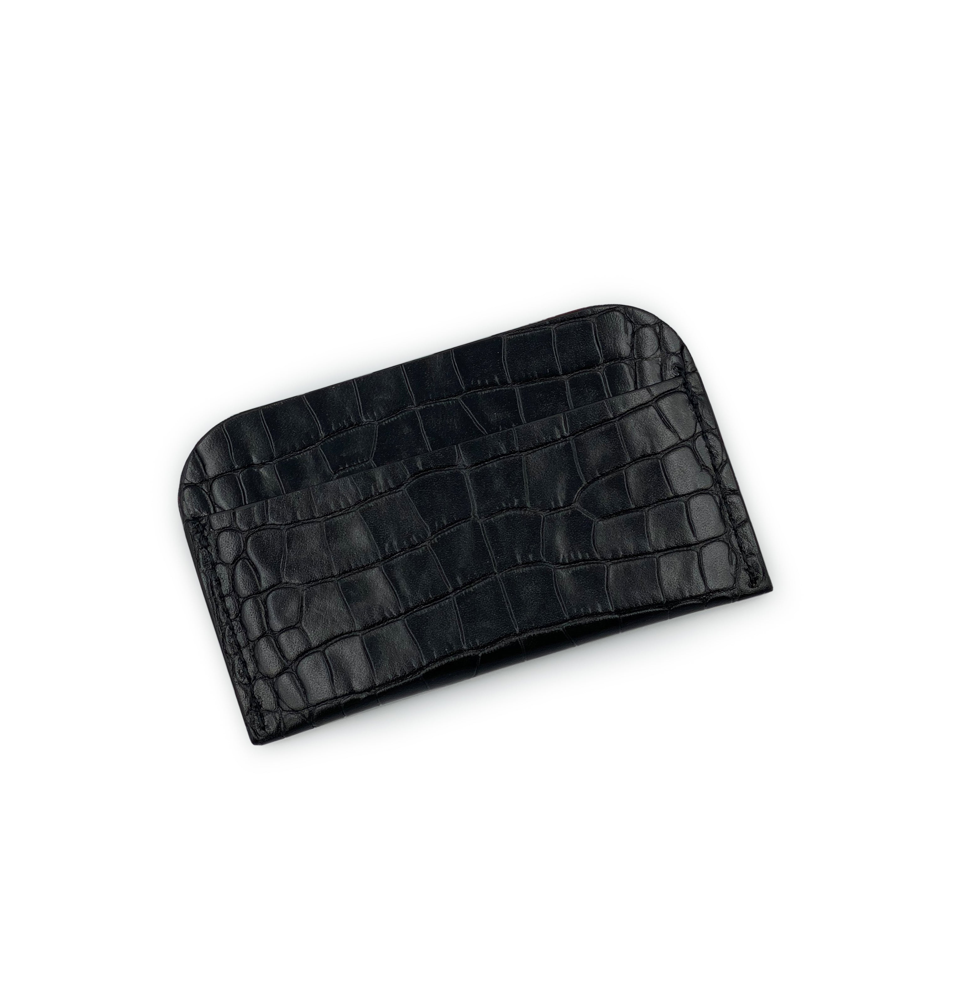 Round Edge Cardholder - Black Croc Embossed - Dania Shinkar