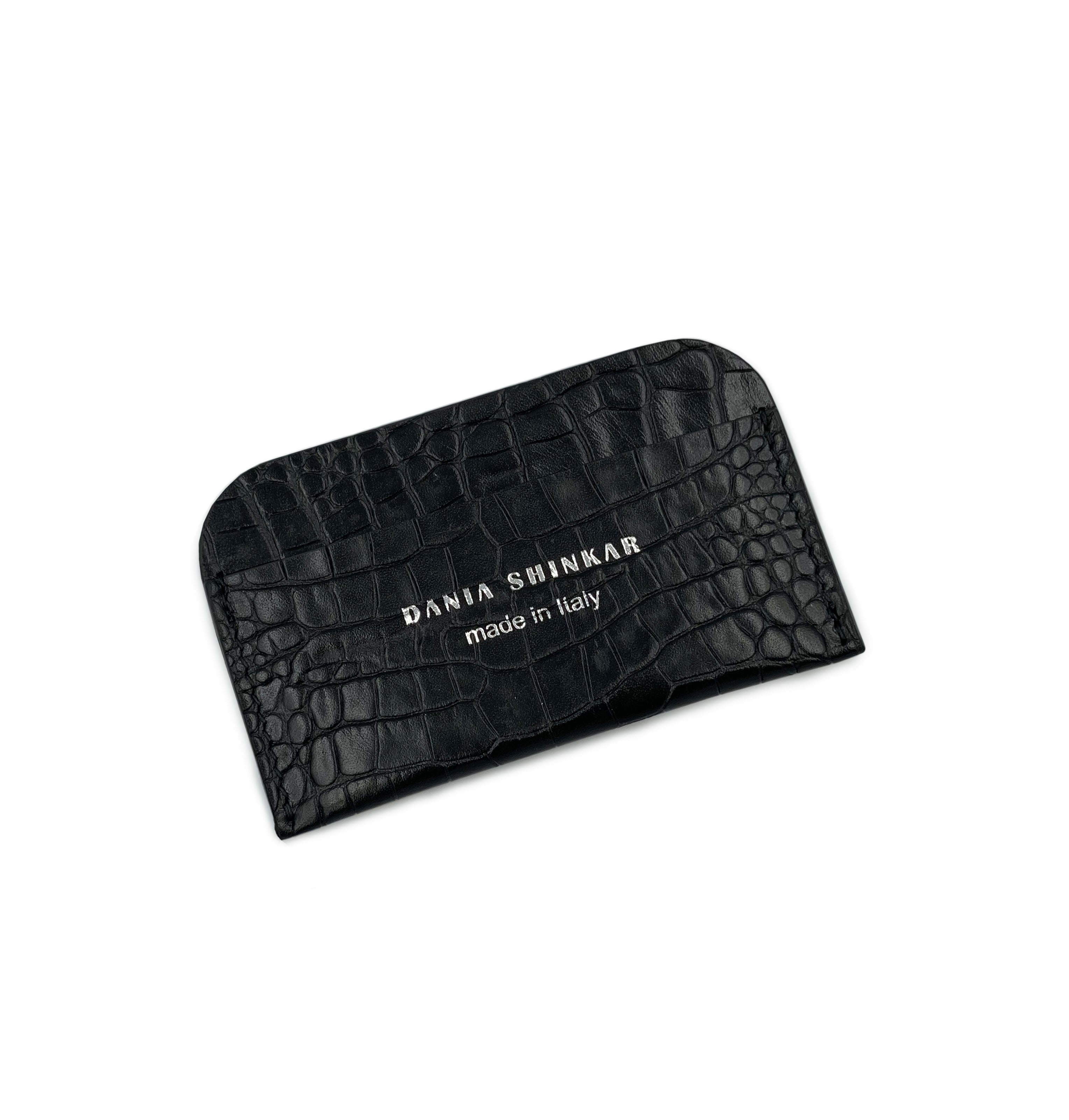 Round Edge Cardholder - Black Croc Embossed - Dania Shinkar