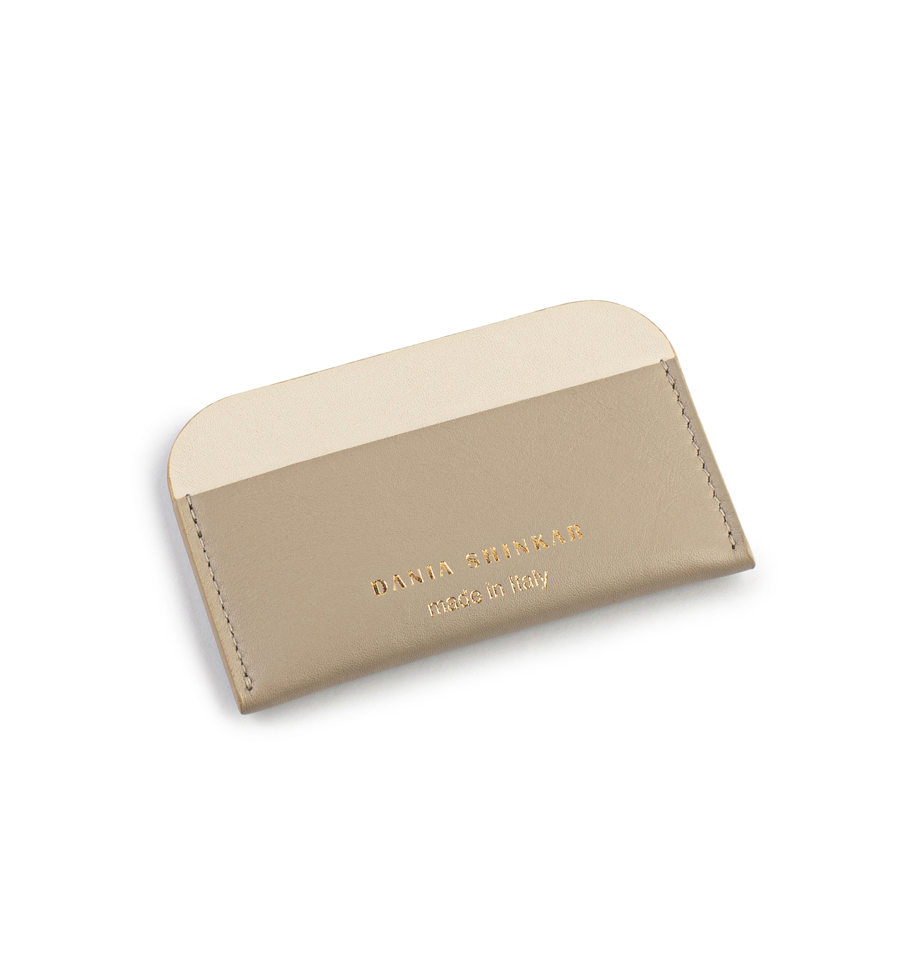 Round Edge Cardholder - Taupe/ Beige - Dania Shinkar
