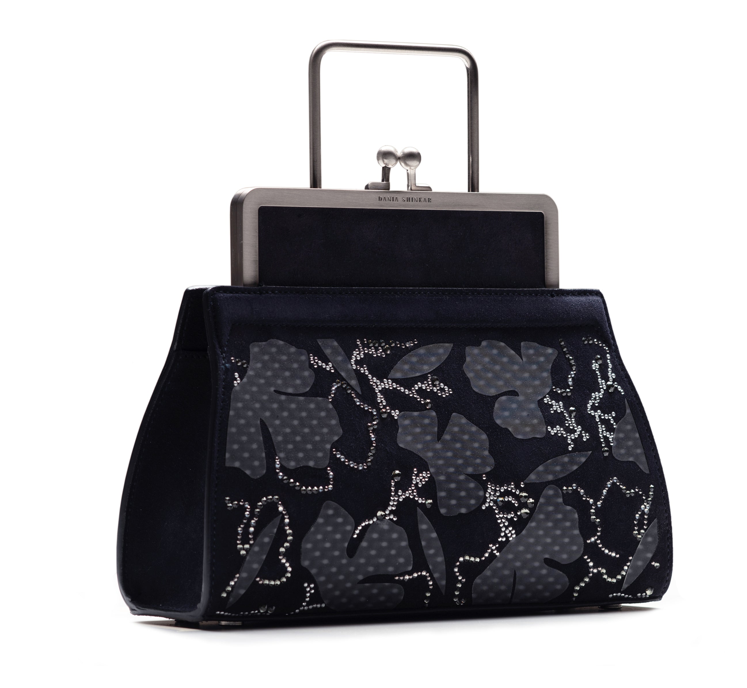 DANA - Navy Floral Crystal Embellished Bag