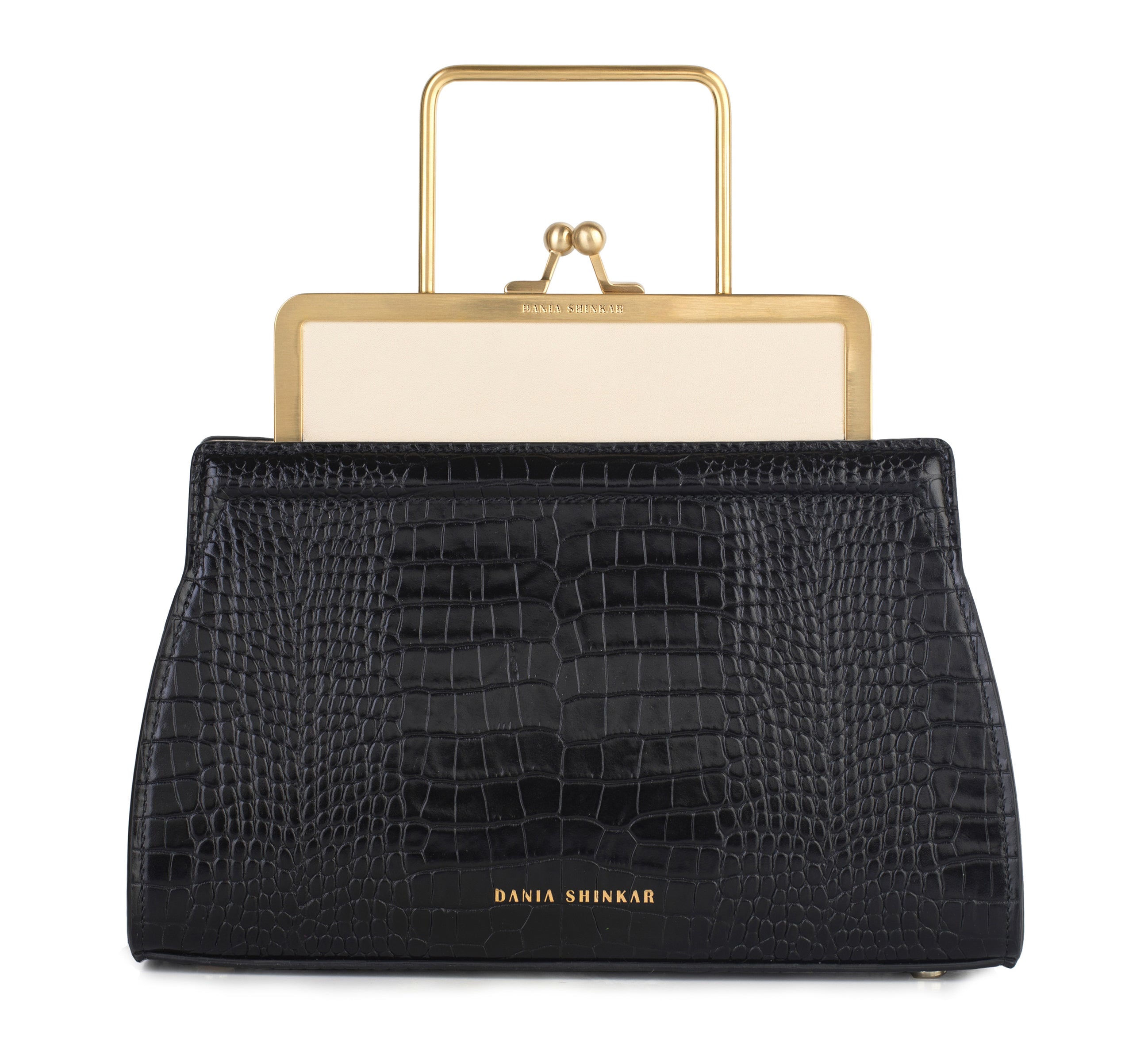 DANA - Beige/ Black Croc Embossed - Dania Shinkar