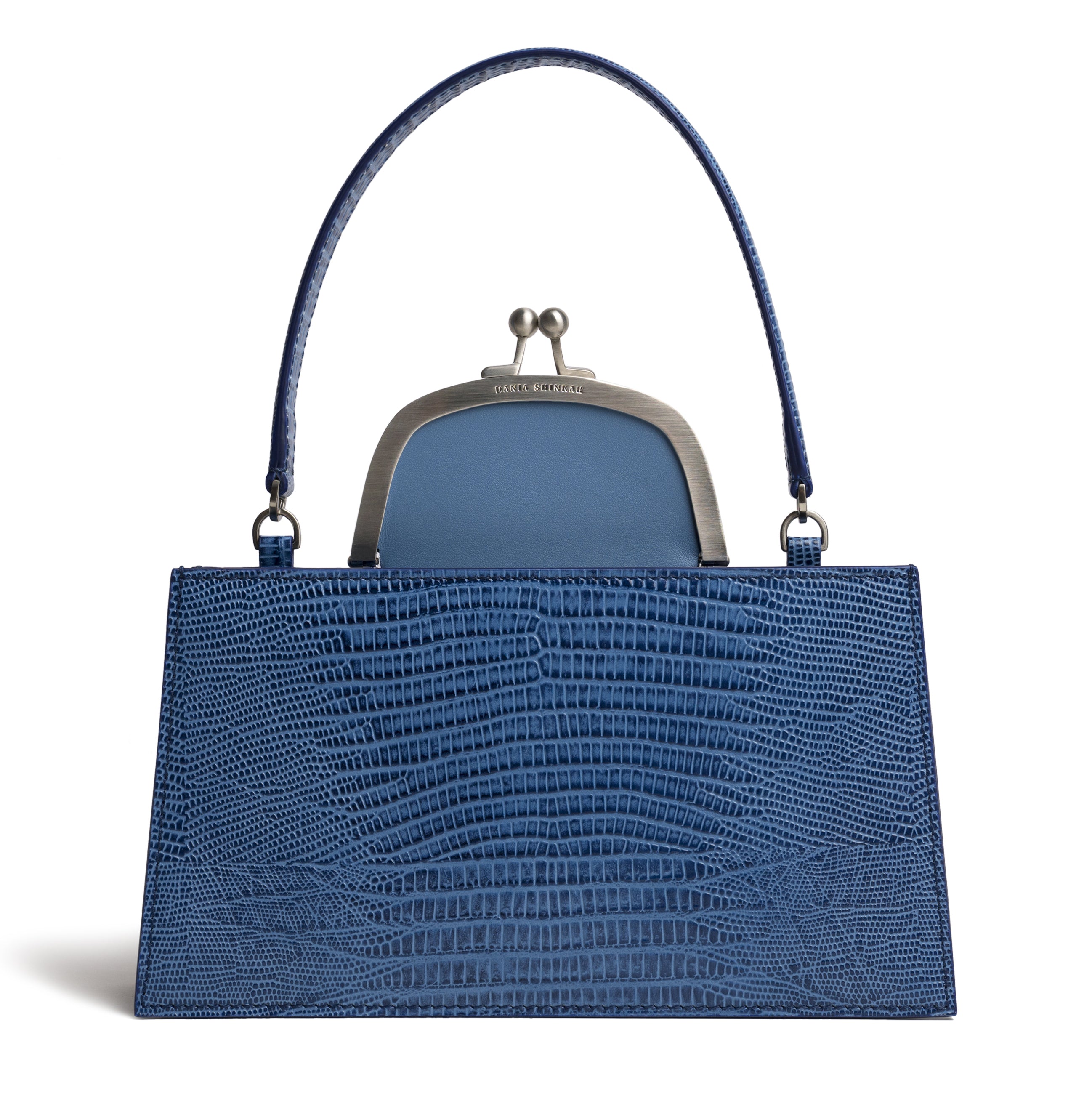 MAJJ - Sky Blue Lizard Embossed Bag