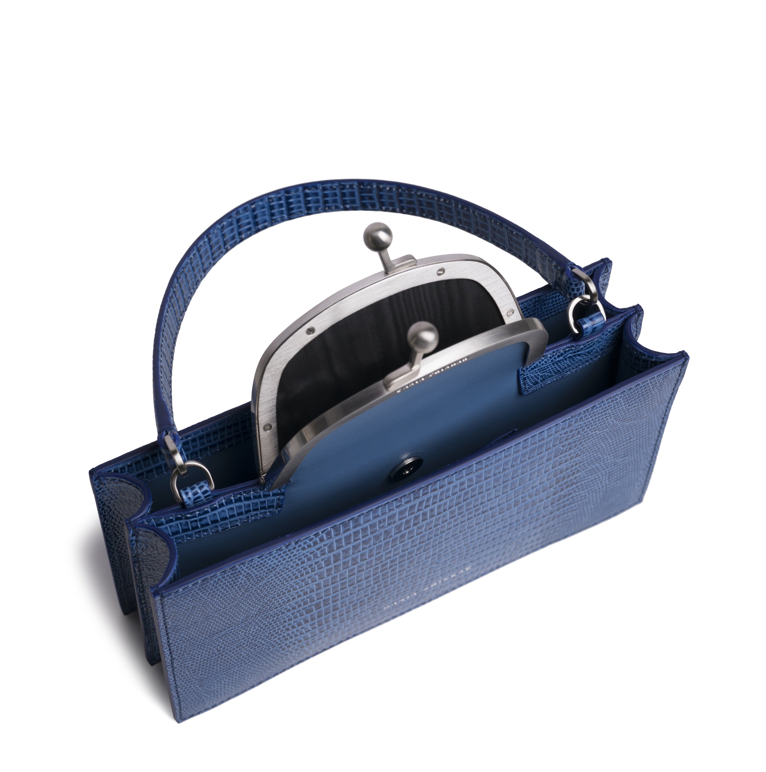 MAJJ - Sky Blue Lizard Embossed Bag