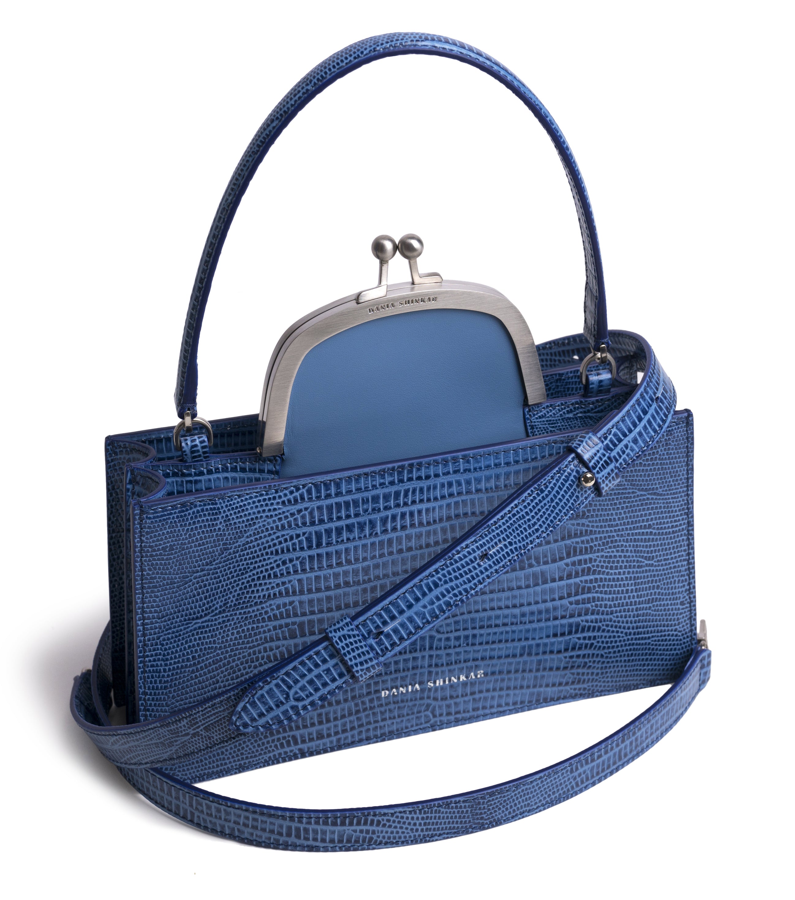 MAJJ - Sky Blue Lizard Embossed Bag