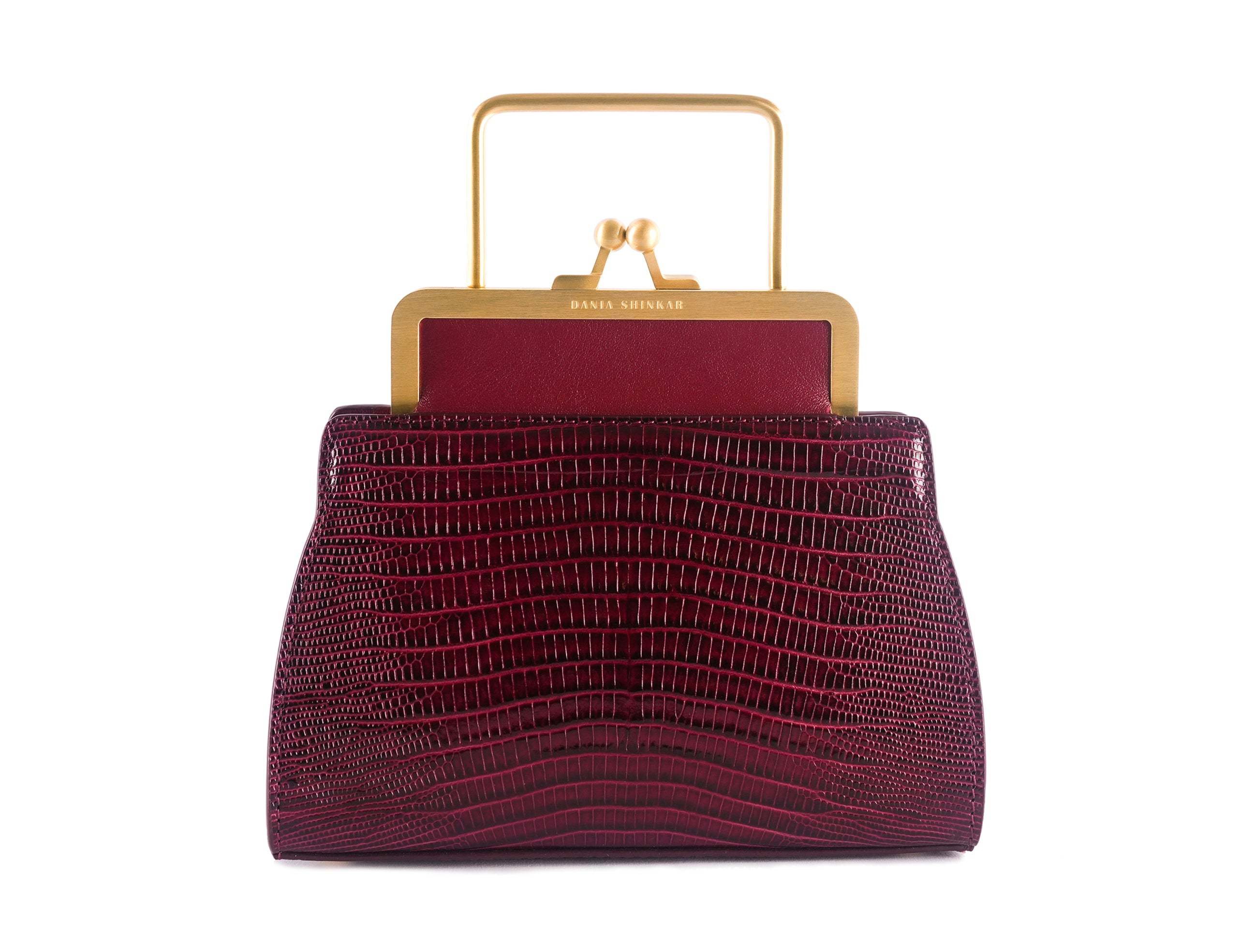 Mini Dana - Burgundy Lizard Embossed Bag