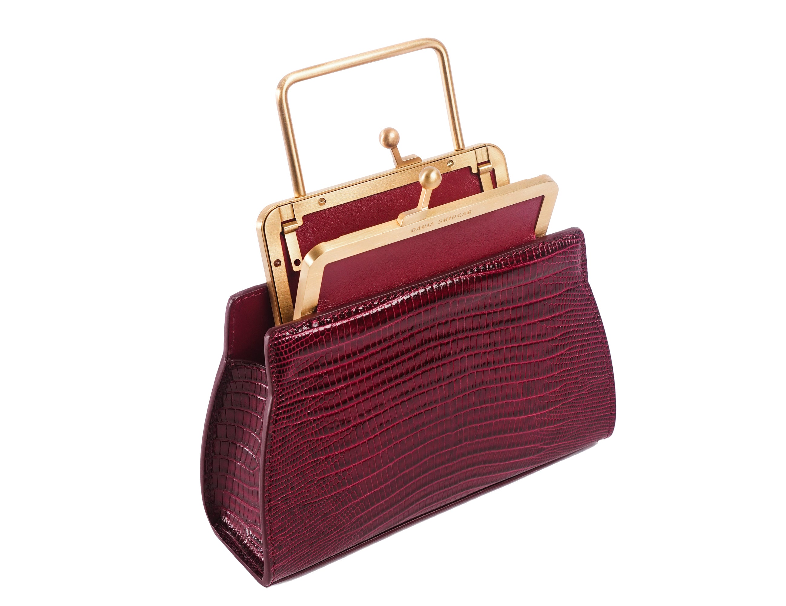 Mini Dana - Burgundy Lizard Embossed Bag