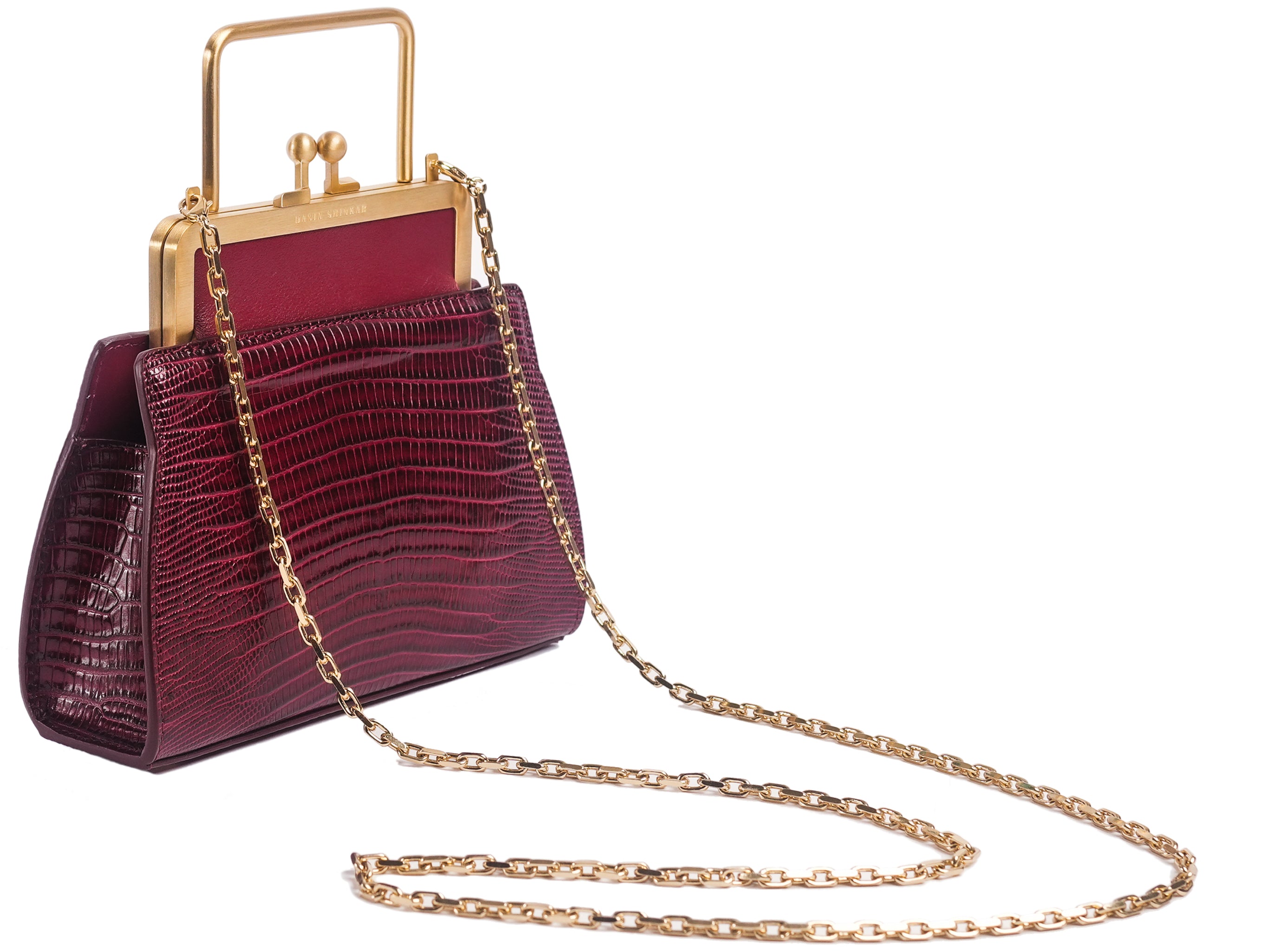 Mini Dana - Burgundy Lizard Embossed Bag