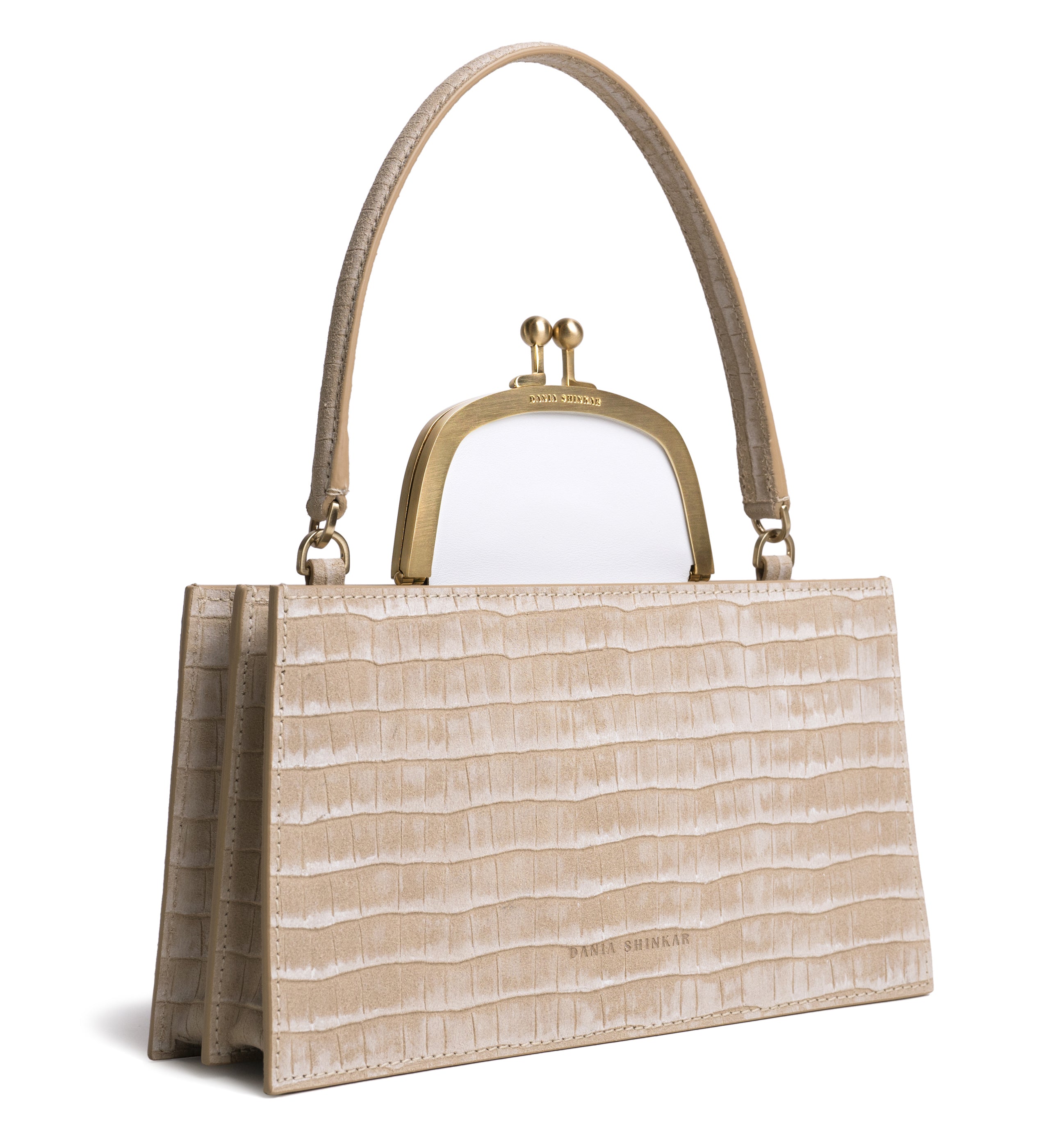 MAJJ - White/ Sand Croc Embossed Bag