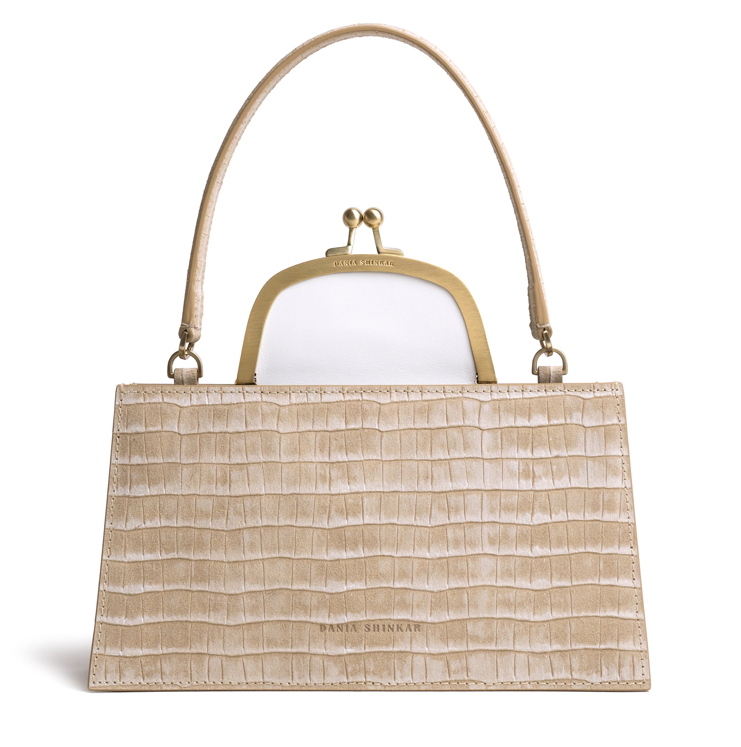 MAJJ - White/ Sand Croc Embossed Bag