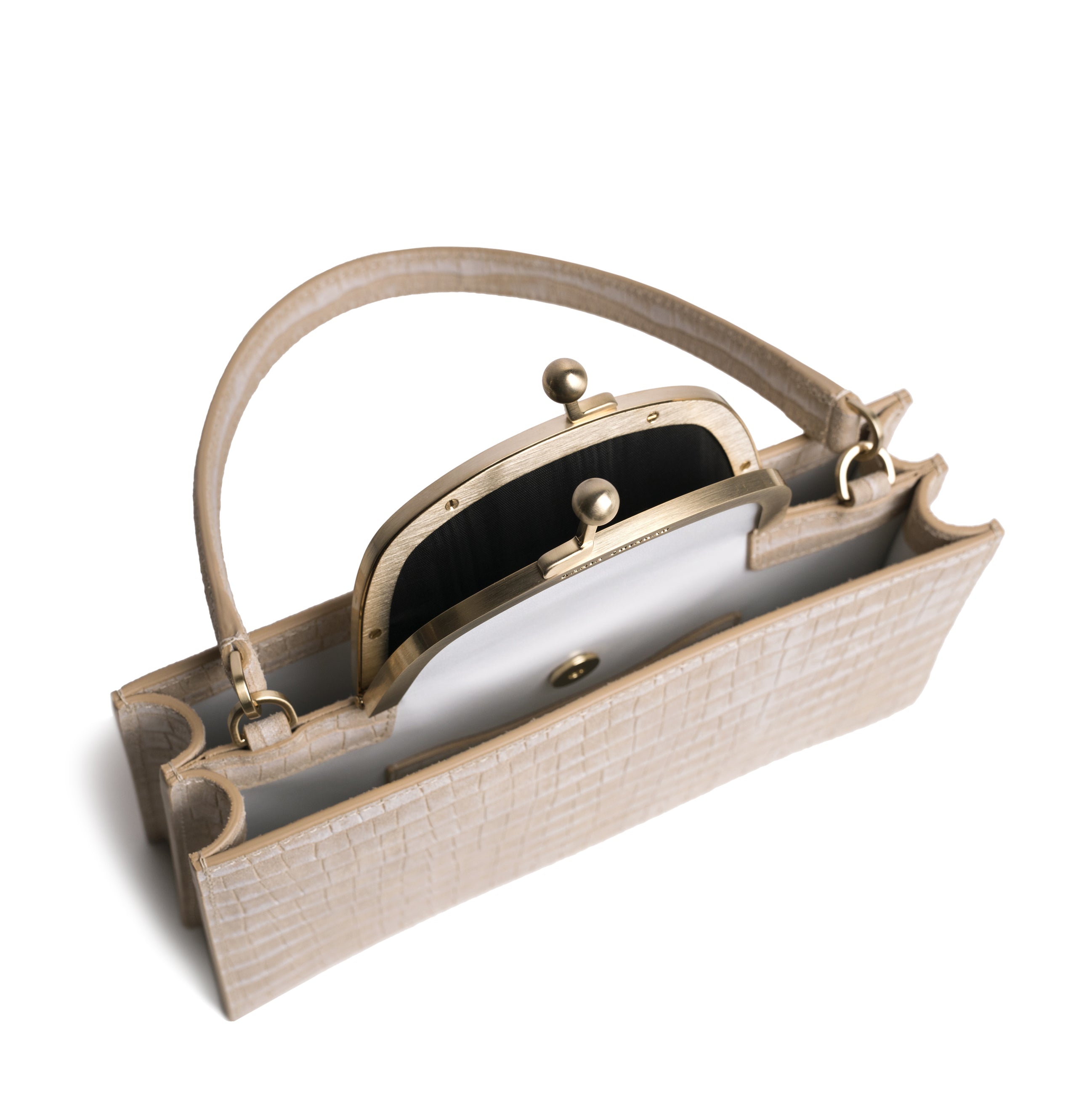 MAJJ - White/ Sand Croc Embossed Bag