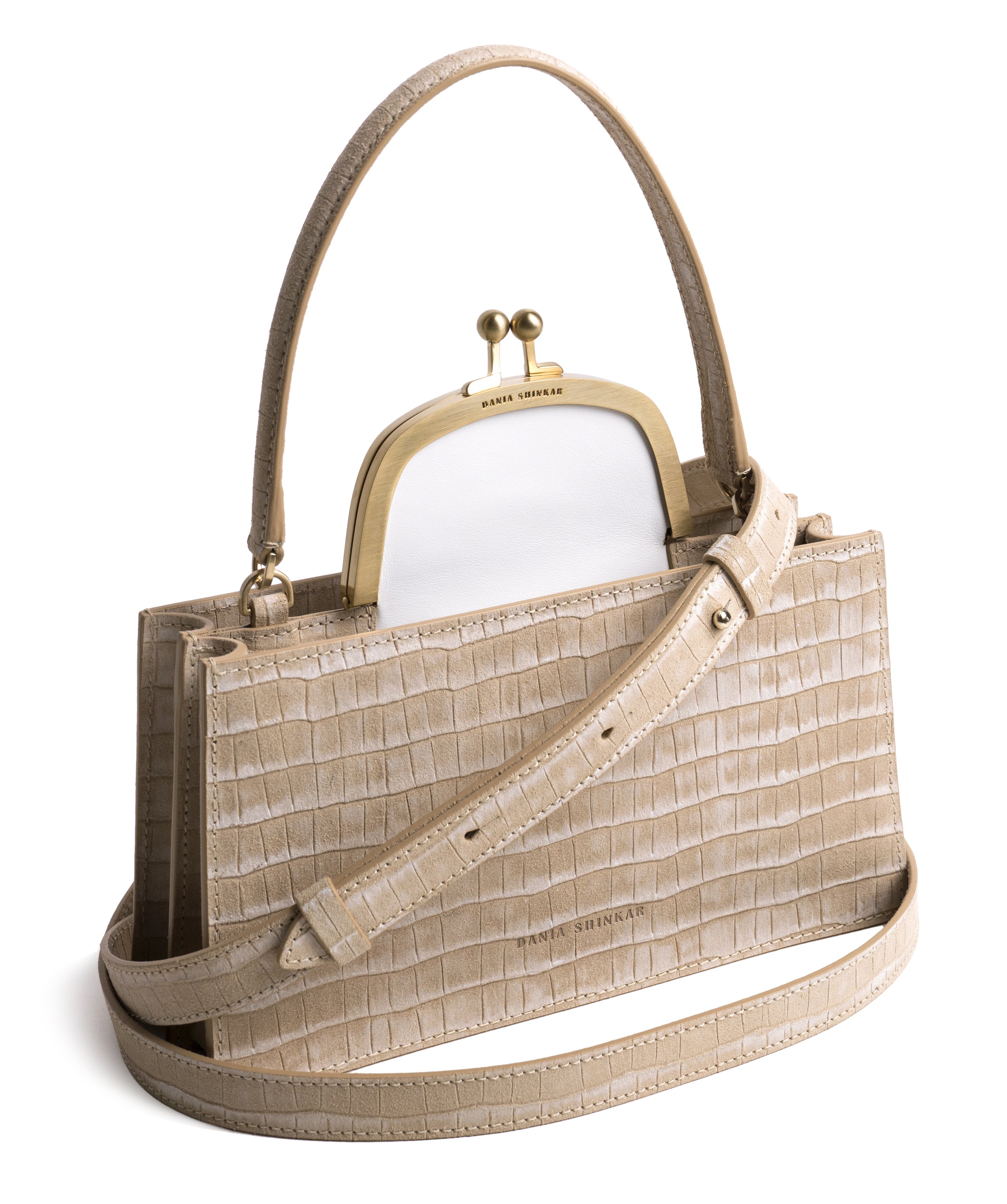 MAJJ - White/ Sand Croc Embossed Bag