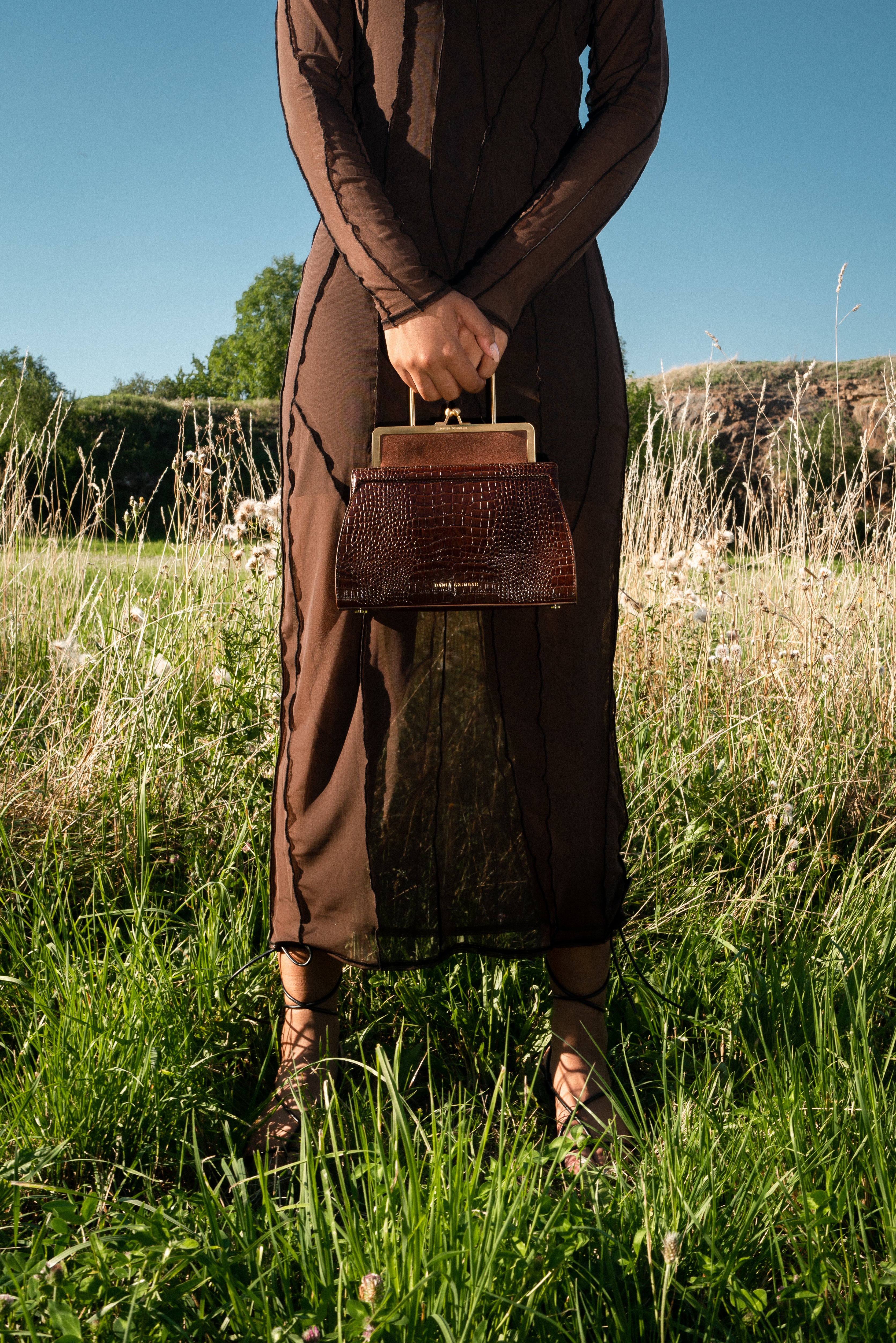 DANA - Brown Croc Embossed Bag