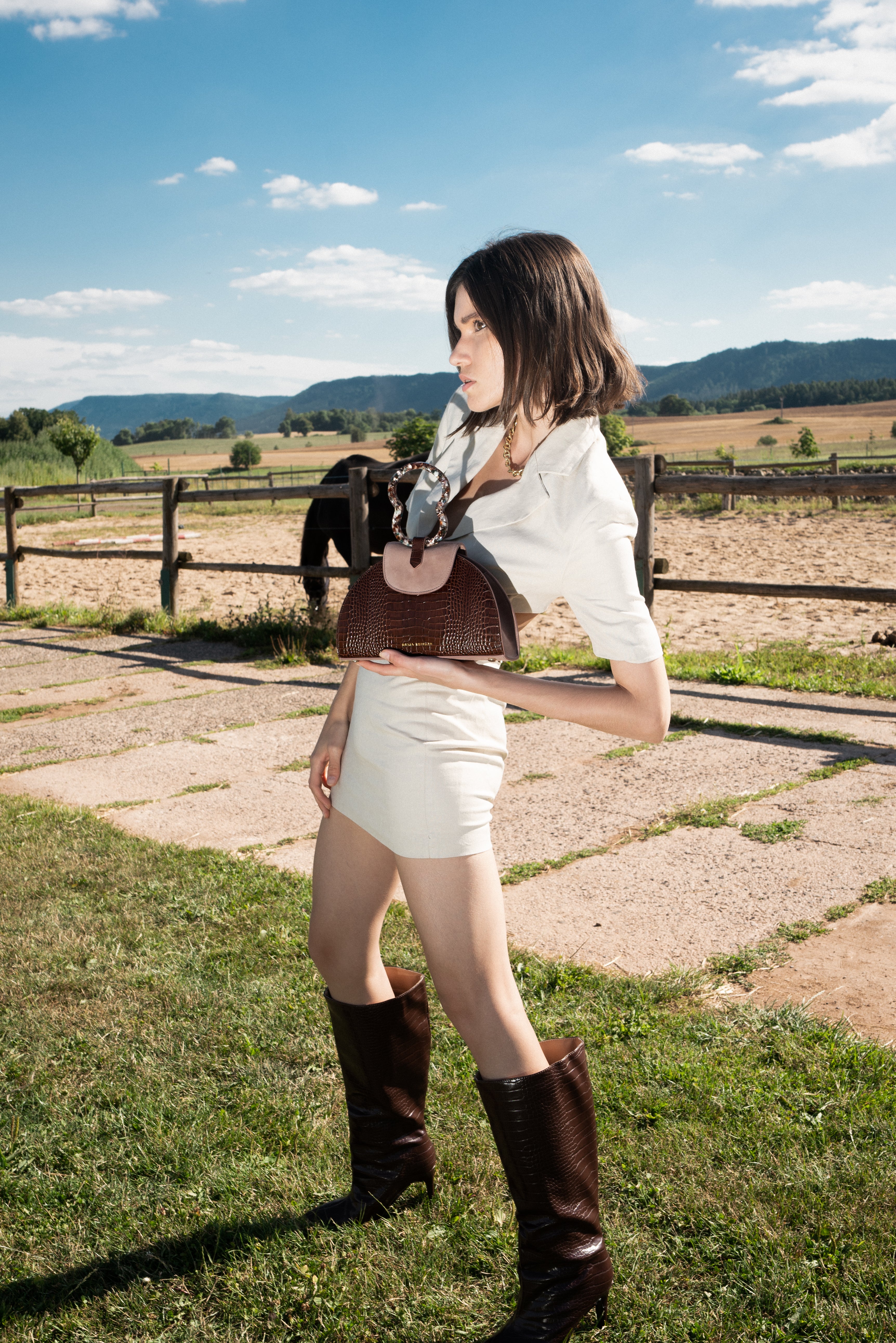 هاوازن - بني منقوش بالكروك البني/ وردي مغبر