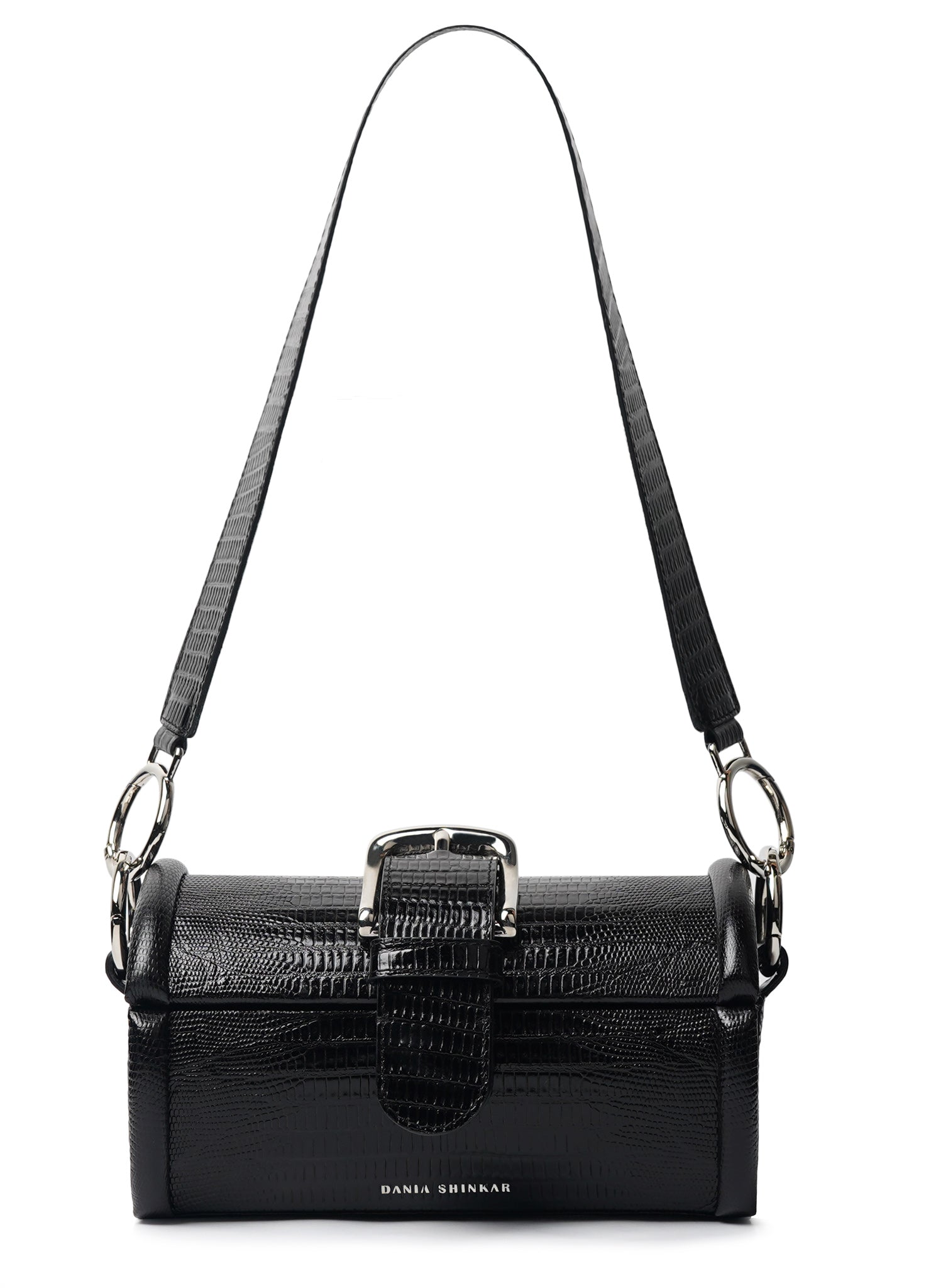 Mini Box Bag Striped Embossed Zipper Adjustable-strap