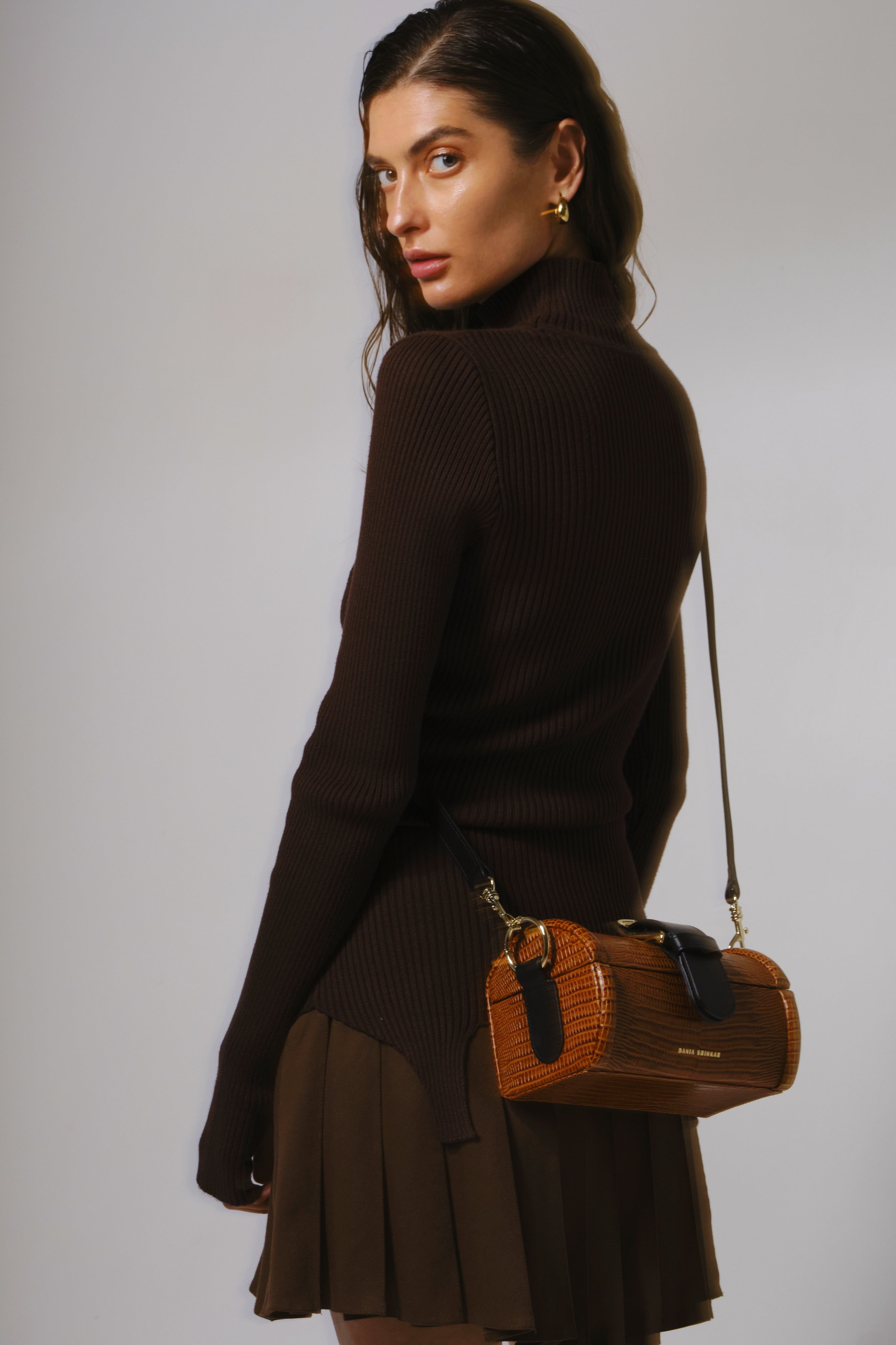 MOE - Caramel Lizard Embossed Bag