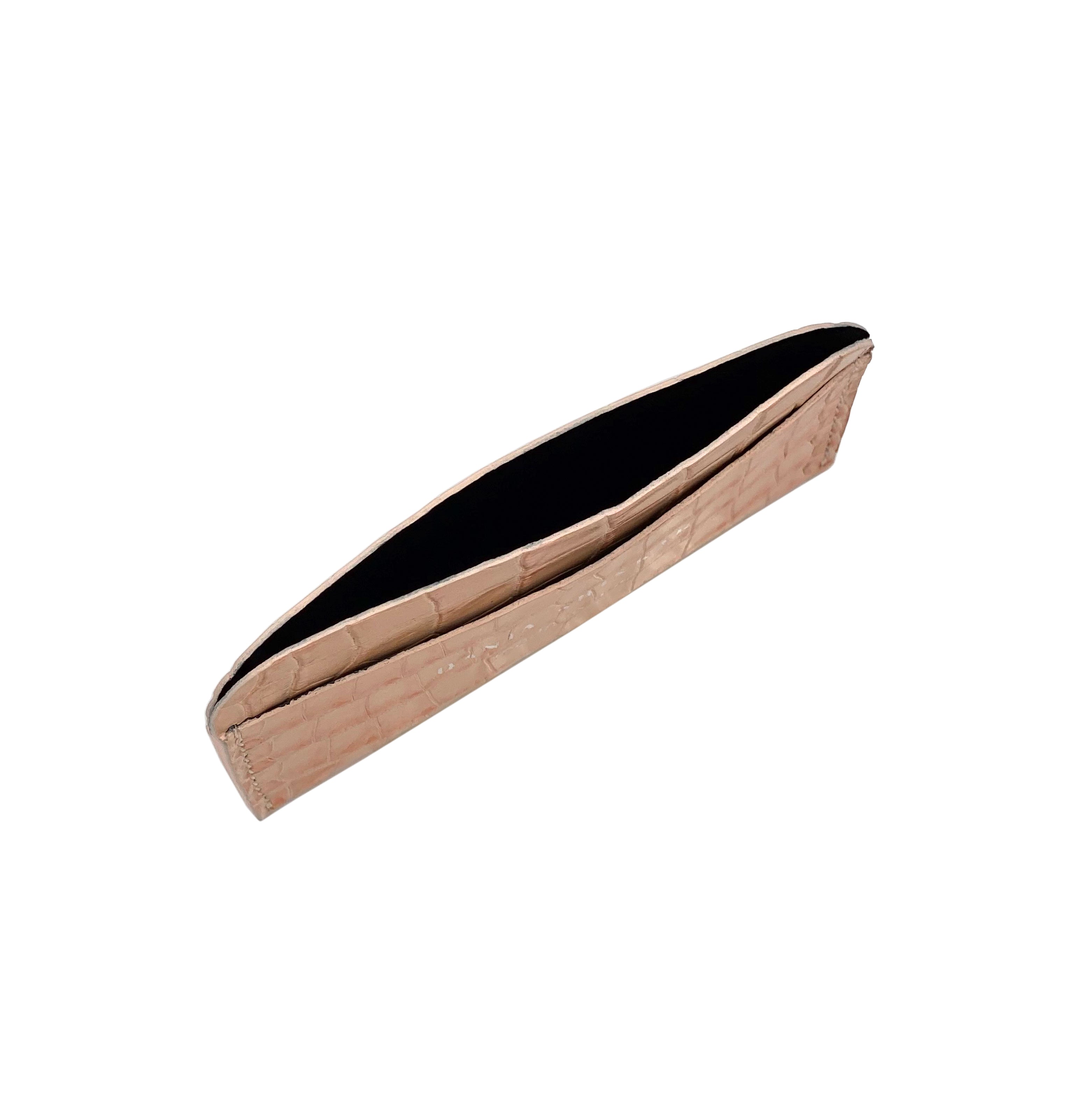 Round Edge Cardholder - Rose Croc Embossed - Dania Shinkar