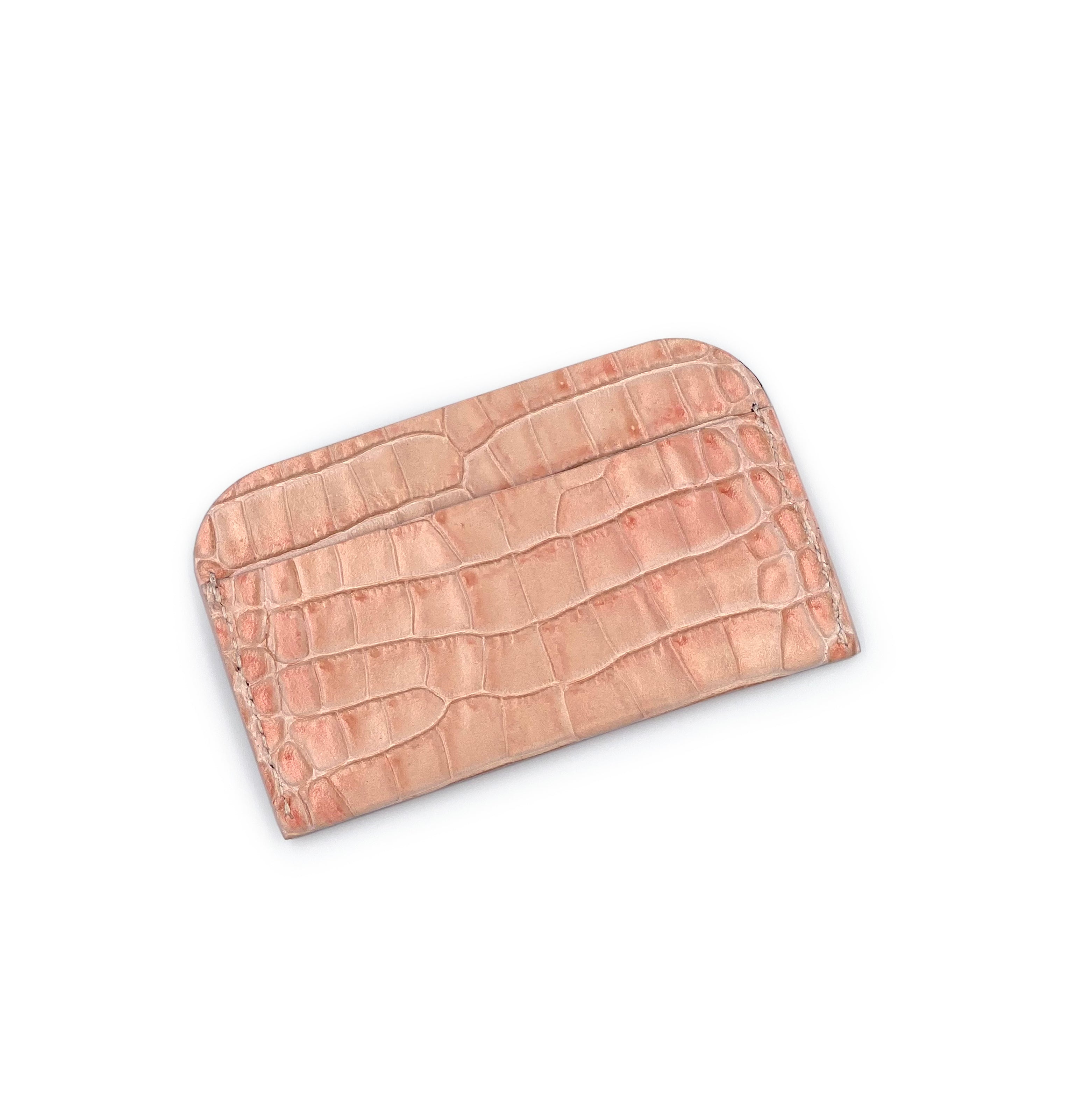 Round Edge Cardholder - Rose Croc Embossed - Dania Shinkar