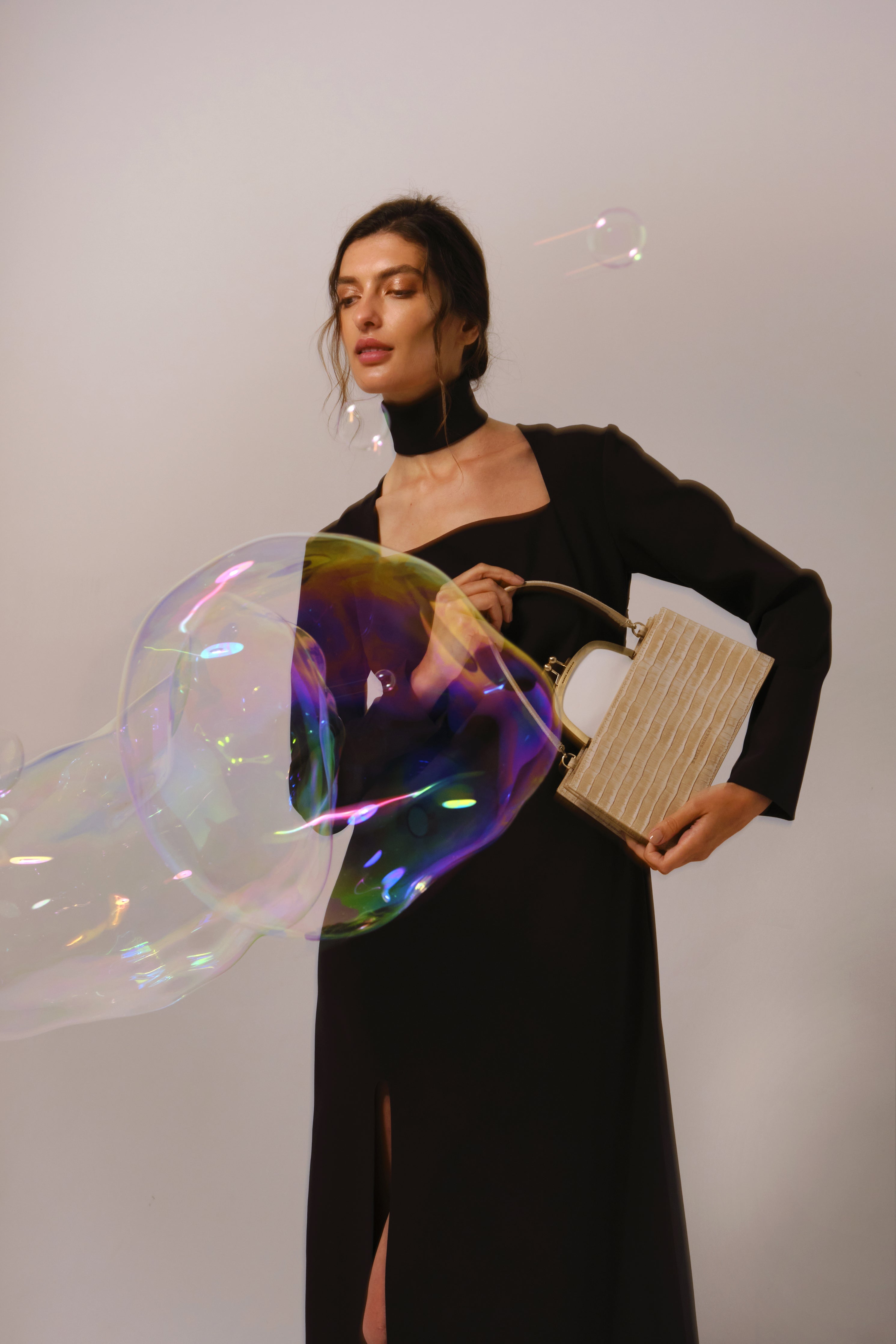 MAJJ - White/ Sand Croc Embossed Bag